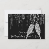 Vrijgezellenfeest Champaigne Glass Bubbles Silver Kaart (Voorkant)