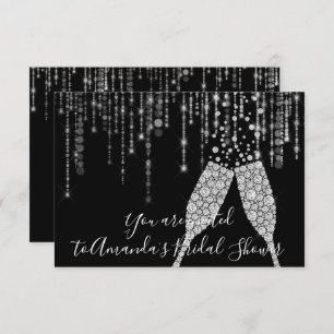 Vrijgezellenfeest Champaigne Glass Bubbles Silver  Kaart