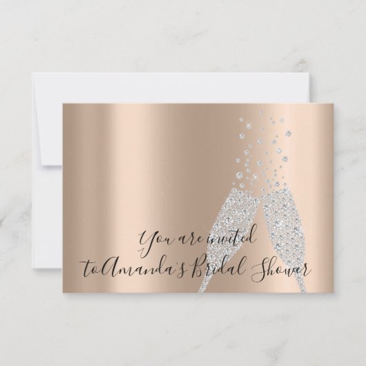 Vrijgezellenfeest Champaigne Glass Bubbles Silver  Kaart (Voorkant)