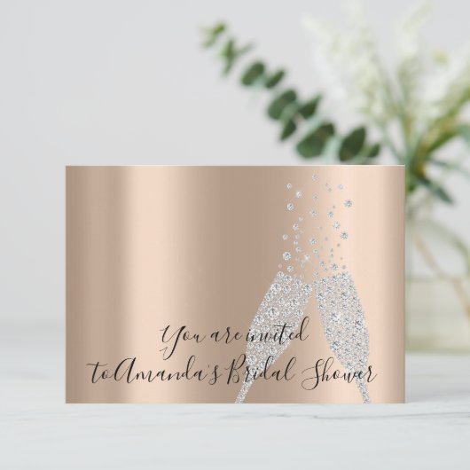 Vrijgezellenfeest Champaigne Glass Bubbles Silver  Kaart (Staand voorkant)