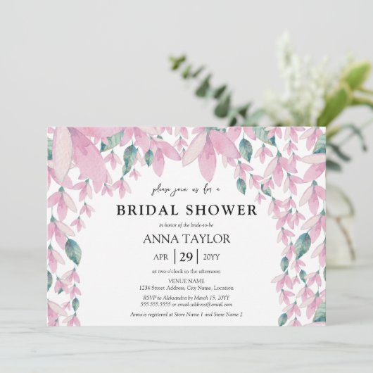 Vrijgezellenfeest Charming Floral Wisteria Kaart (Staand voorkant)