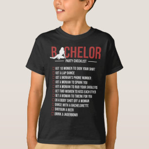 Vrijgezellenfeest Checklist Funny Bruidegom Bachel T-shirt