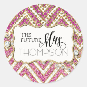 Vrijgezellenfeest Chevron Striped Jewel Glitter Pi Ronde Sticker