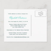Vrijgezellenfeest Chic Aqua Damask Girly White Bow Uitnodiging Briefkaart (Achterkant)