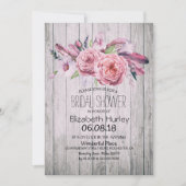 Vrijgezellenfeest Chic Boho Floral Feather Rustic  Kaart (Voorkant)