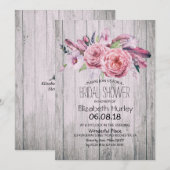 Vrijgezellenfeest Chic Boho Floral Feather Rustic Kaart (Voorkant / Achterkant)