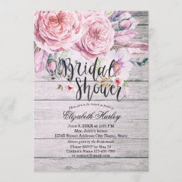 Vrijgezellenfeest Chic Boho Floral Feather Rustic  Kaart