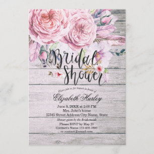 Vrijgezellenfeest Chic Boho Floral Feather Rustic Kaart