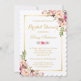 Vrijgezellenfeest Chic Floral Golden Lijst Kaart