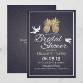 Vrijgezellenfeest Chic Gold Pineapple Couple Navy  Kaart (Voorkant / Achterkant)