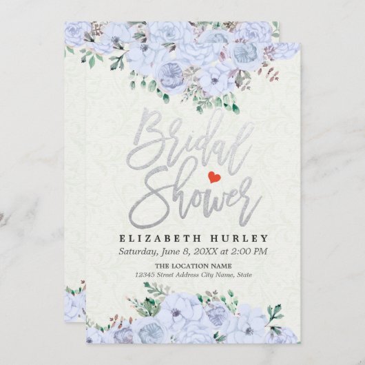 Vrijgezellenfeest Chic Silver Script Waterverf Flo Kaart (Voorkant / Achterkant)