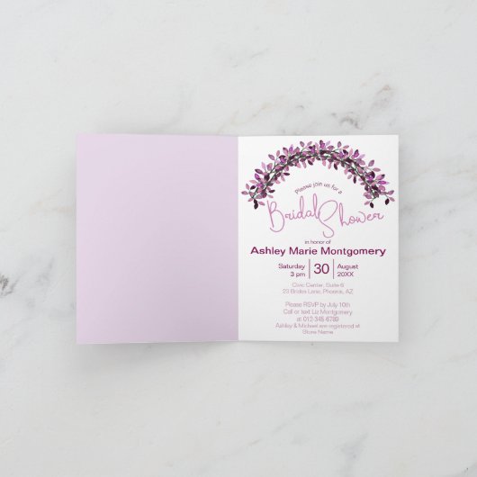 Vrijgezellenfeest Chic Violet Leafy Wreated Custom (Binnen)