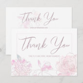vrijgezellenfeest Chic Waterverf Blush Pink Floral Bedankkaart (Voorkant / Achterkant)
