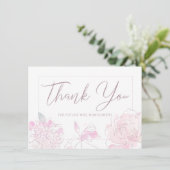 vrijgezellenfeest Chic Waterverf Blush Pink Floral Bedankkaart (Staand voorkant)