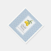 Vrijgezellenfeest Citrus Blauw Wit Patroon Kunst Servetten (Hoek)
