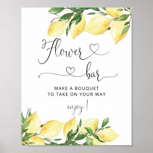 Vrijgezellenfeest Citrus Citroen Bloem Bar Teken Poster (Voorkant)