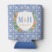 Vrijgezellenfeest Citrus Fruit Blue Tegels Blikjeskoeler (Achterkant)