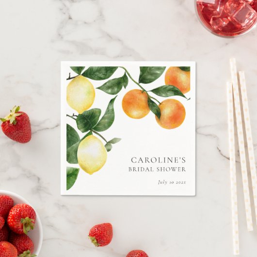 Vrijgezellenfeest Citrusvruchten Waterverf groen Servet (Insitu)