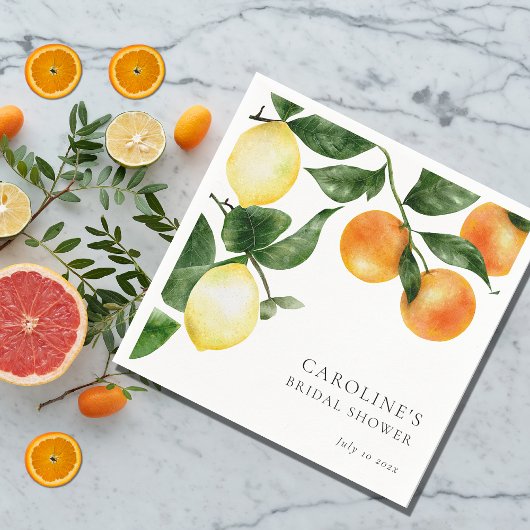 Vrijgezellenfeest Citrusvruchten Waterverf groen Servet