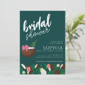 Vrijgezellenfeest Coconut Emerald Green Wedding Mo Kaart (Staand voorkant)