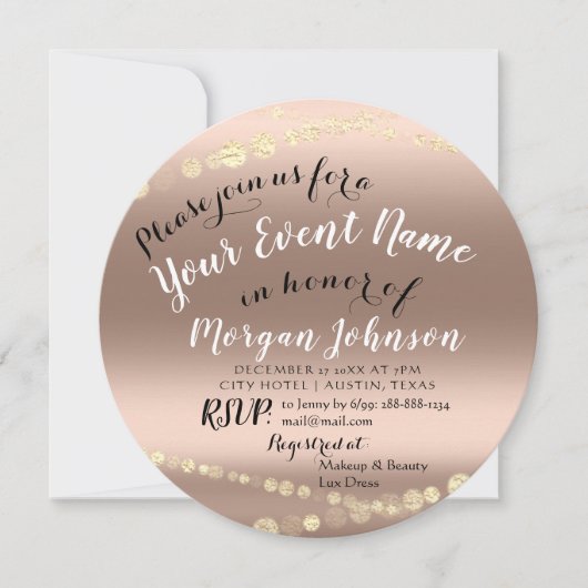 Vrijgezellenfeest Confetti Roos Gold Kaart (Voorkant)