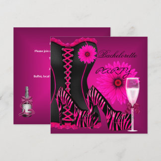 Vrijgezellenfeest Corset Zebra Zwart Roze Schoenen Kaart