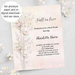 Vrijgezellenfeest crème wilde bloemen uitnodiging