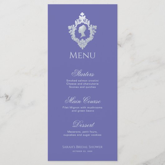 Vrijgezellenfeest Crest  Regency Lady Violet Menu (Voorkant)