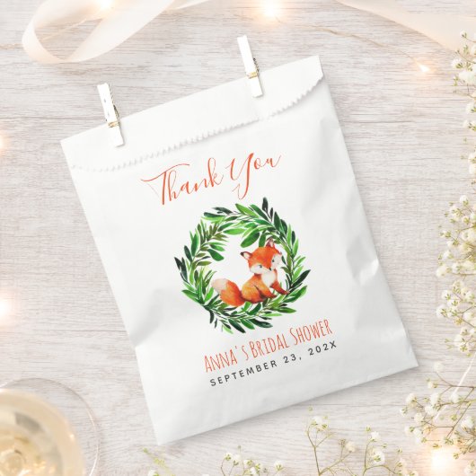 Vrijgezellenfeest Cute Fox Greenery Wreath Waterve Bedankzakje (Geknipt)