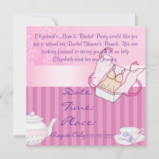 vrijgezellenfeest Damasontwerp theepot- en Teacup- Kaart (Achterkant)