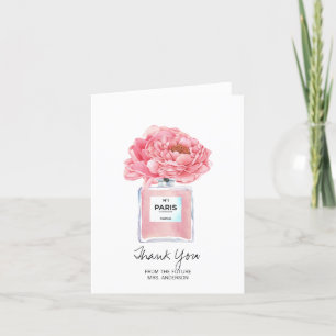 Vrijgezellenfeest Dank je roze pony- & parfumekaar Bedankkaart