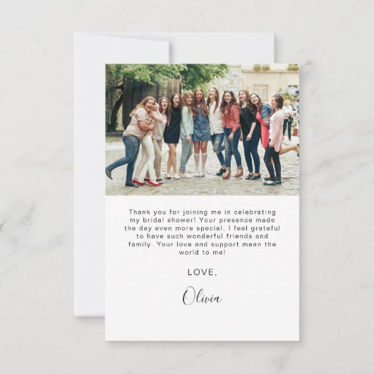 Vrijgezellenfeest dank u foto minimalistisch bedankkaart (Achterkant)