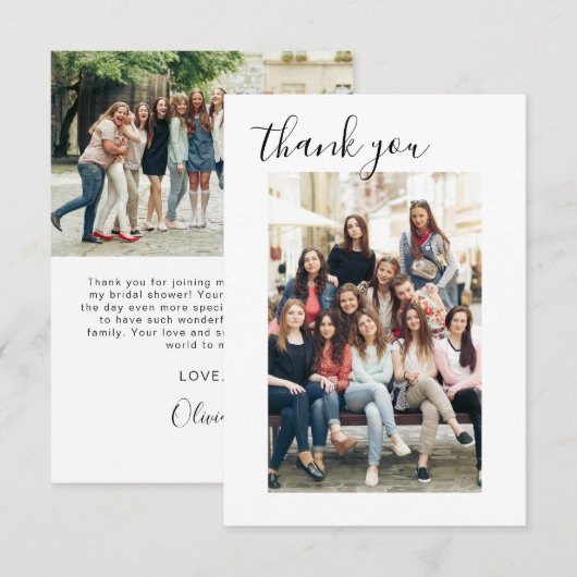 Vrijgezellenfeest dank u foto minimalistisch bedankkaart (Voorkant / Achterkant)