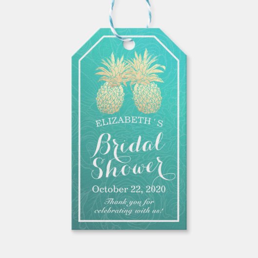 Vrijgezellenfeest Dank u Gift Labels Gold Pineappe Cadeaulabel (Voorkant)