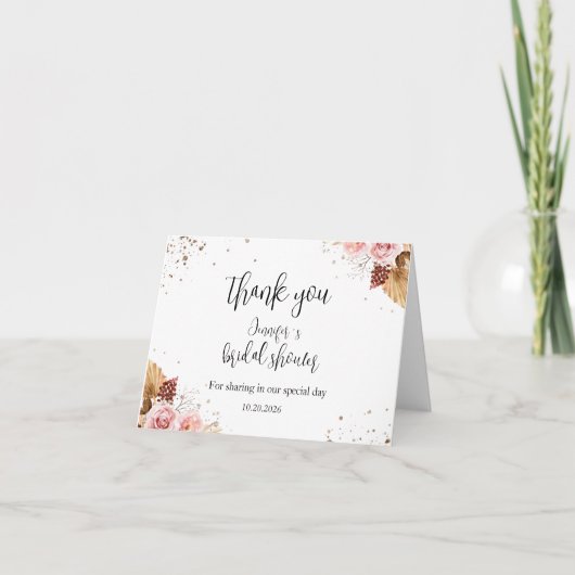 Vrijgezellenfeest Dank u kaart l Boho Floral (Voorkant)