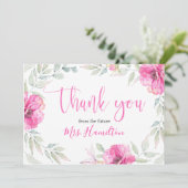 Vrijgezellenfeest Dank u Roze Botanische Bloemen Bedankkaart (Staand voorkant)