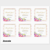 Vrijgezellenfeest Dank u Roze & Gouden Bloemen Vierkante Sticker (Vel)