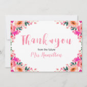 Vrijgezellenfeest Dank u Schattigee Waterverf Flor Bedankkaart (Voorkant)