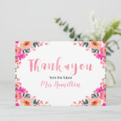 Vrijgezellenfeest Dank u Schattigee Waterverf Flor Bedankkaart (Staand voorkant)