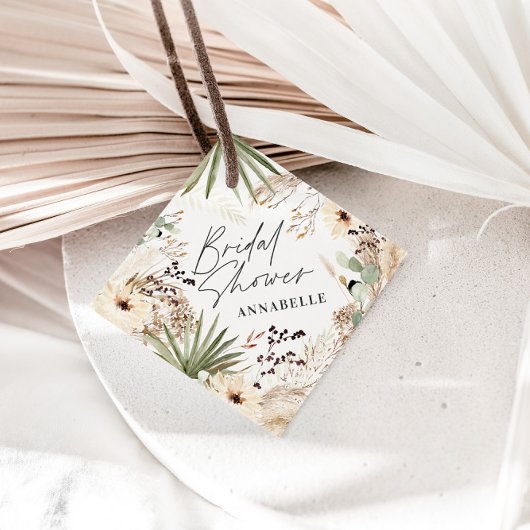 Vrijgezellenfeest dankzij moderne pampas grassplat bedankjes labels