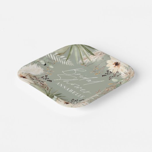 Vrijgezellenfeest dankzij moderne pampas grassplat papieren bordje (Gebogen)