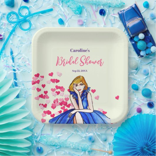 Vrijgezellenfeest Dark Royal Blue Cocktail Gown Papieren Bordje (Feest)