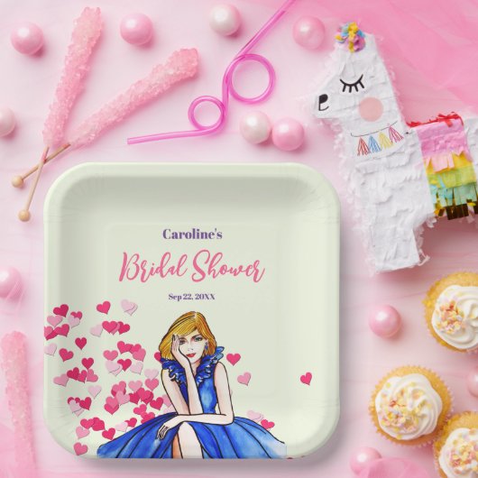 Vrijgezellenfeest Dark Royal Blue Cocktail Gown Papieren Bordje (Feest)