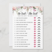 Vrijgezellenfeest dat hij zei - ze zei spel kaart (Voorkant)