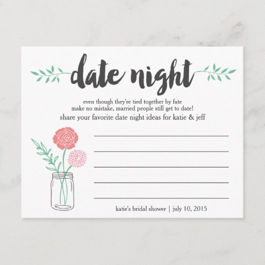 Vrijgezellenfeest Date Night Idea Kaart | Mason Ja (Voorkant)