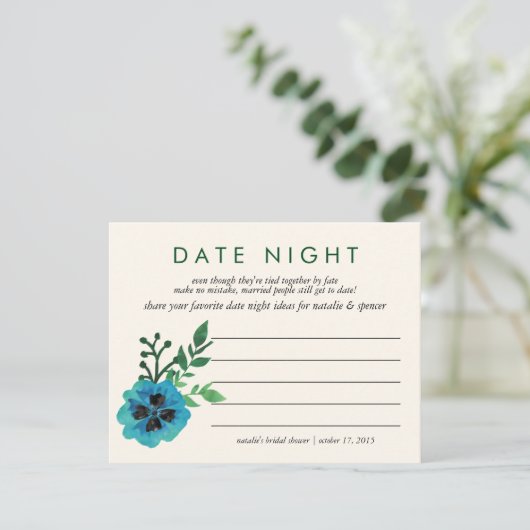 Vrijgezellenfeest Datum Nacht Ideeën Kaart | blauw (Staand voorkant)