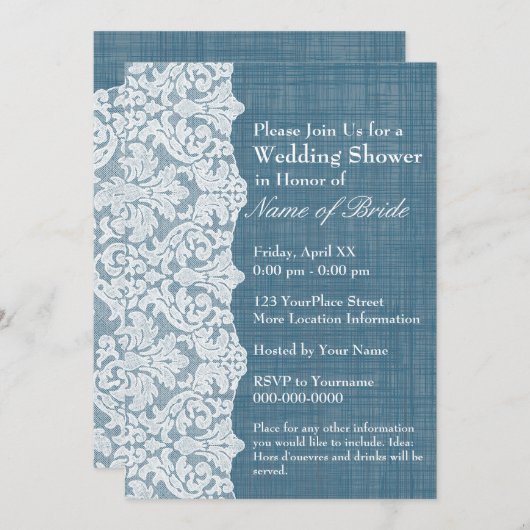 Vrijgezellenfeest: Denim en Lace Pattern Kaart (Voorkant / Achterkant)