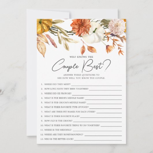 Vrijgezellenfeest die weet het paar beste spel kaart (Voorkant)