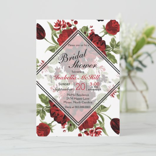 Vrijgezellenfeest - Diepe rode rozen Kaart (Staand voorkant)