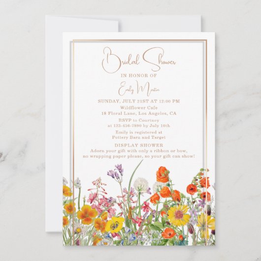 Vrijgezellenfeest Display Douche Boho Wildflower Kaart (Voorkant)